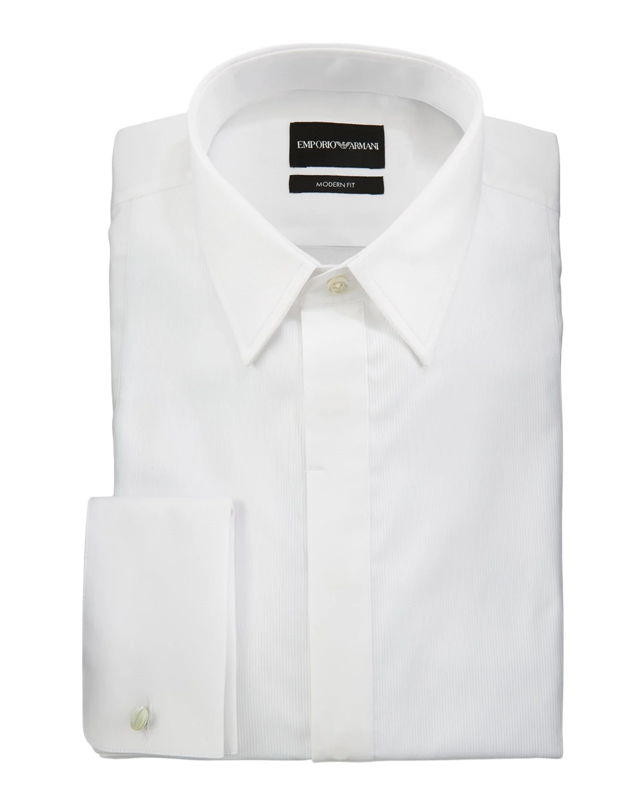 Emporio Armani Men's Modern Fit Basic Tuxedo Shirt with French Cuffs