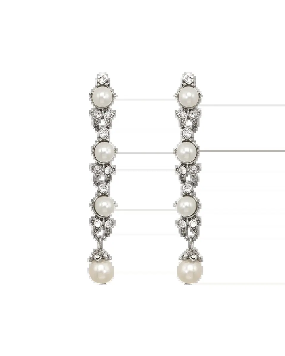 Ben-Amun Linear Glass-Pearl And Crystal Drop Earrings | Thumbnail 2 Ben-Amun Linear Glass-Pearl And Crystal Drop Earrings | Thumbnail 2