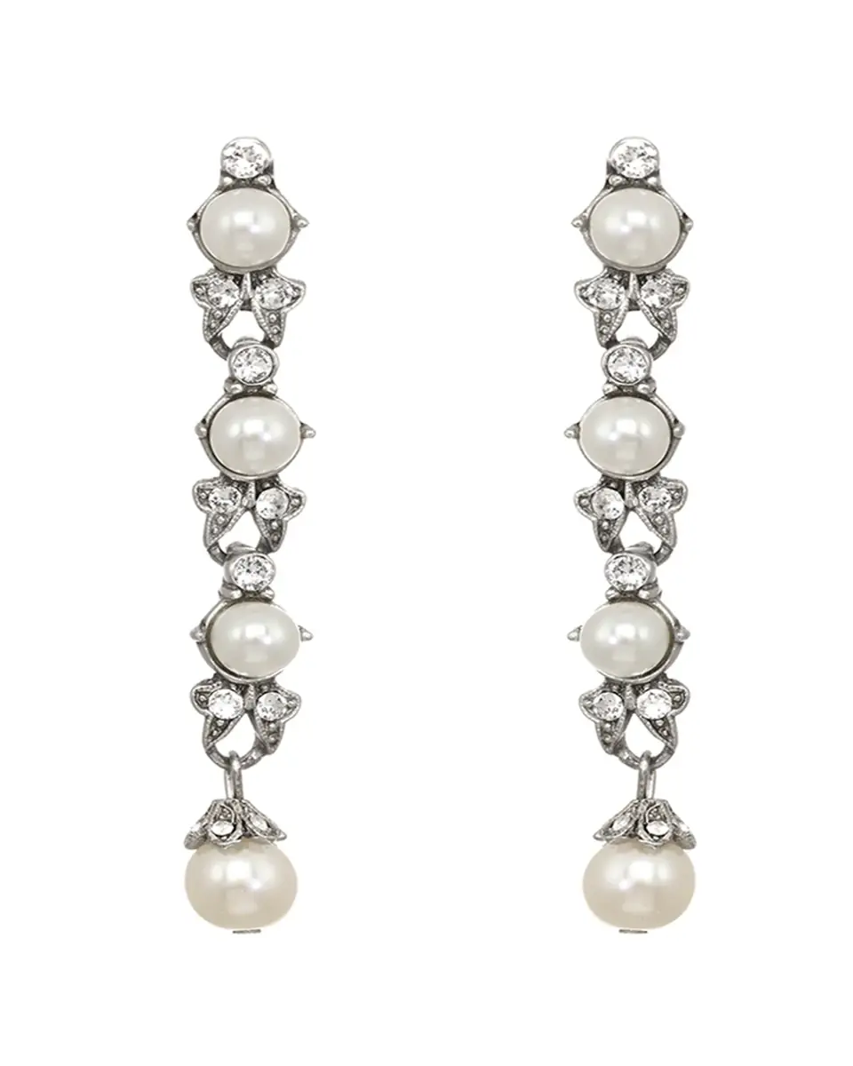 Ben-Amun Linear Glass-Pearl And Crystal Drop Earrings | Thumbnail 3 Ben-Amun Linear Glass-Pearl And Crystal Drop Earrings | Thumbnail 3