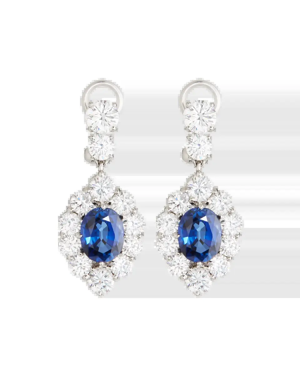 Fantasia by DeSerio Lab Grown Sapphire Oval Drop Earrings | Thumbnail 2 Fantasia by DeSerio Lab Grown Sapphire Oval Drop Earrings | Thumbnail 2
