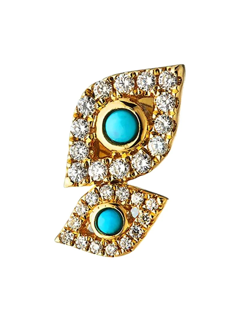 14k Gold Double Evil Eye Stud Earring (Single) 14k Gold Double Evil Eye Stud Earring (Single)