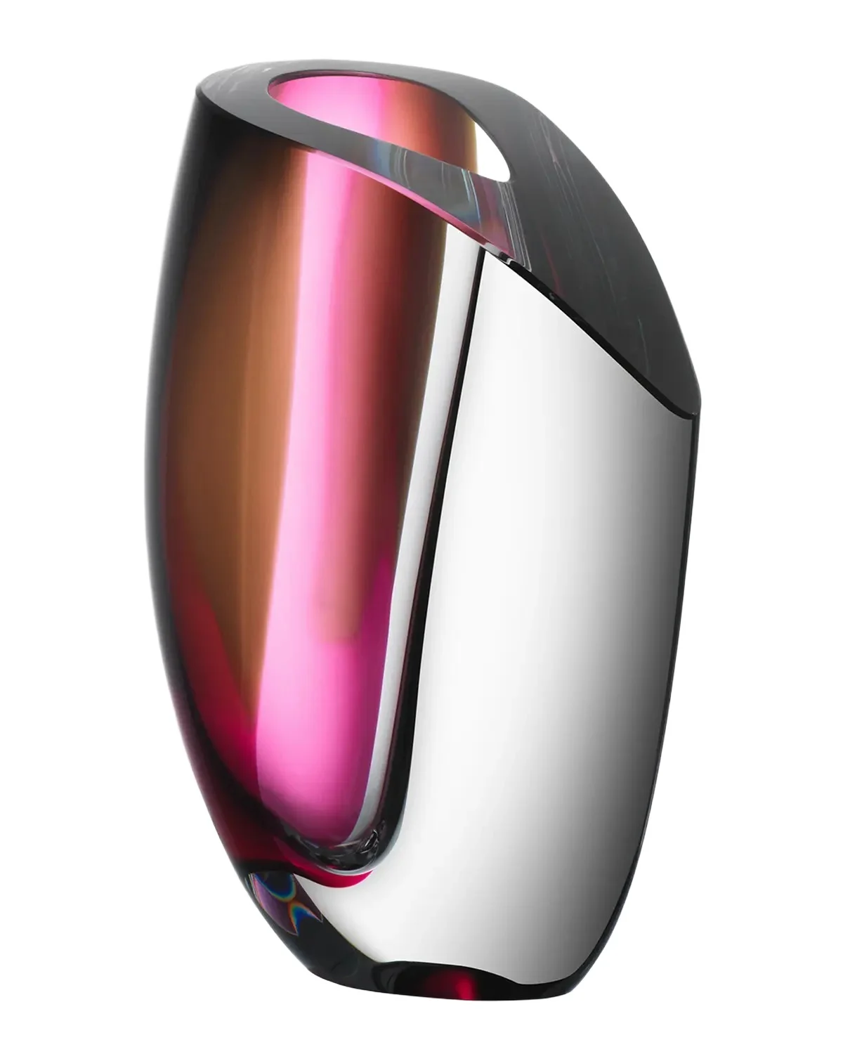 Kosta Boda Mirage Vase, Grey/Red
