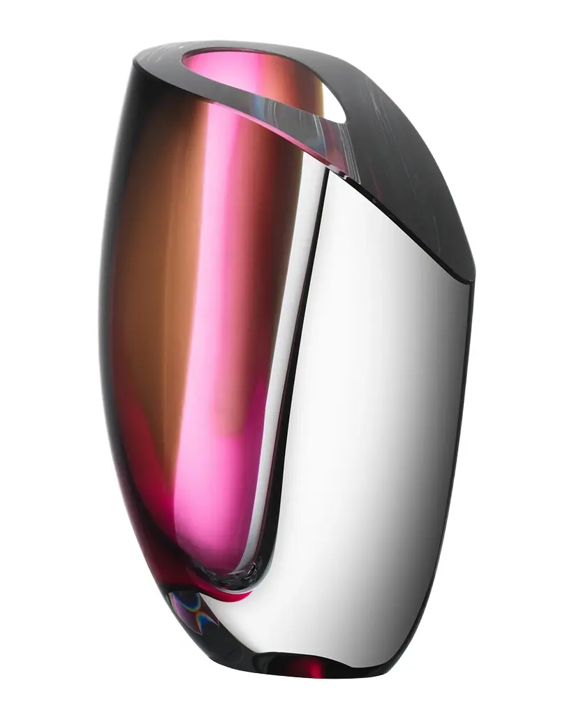 Kosta Boda Mirage Vase, Grey/Red