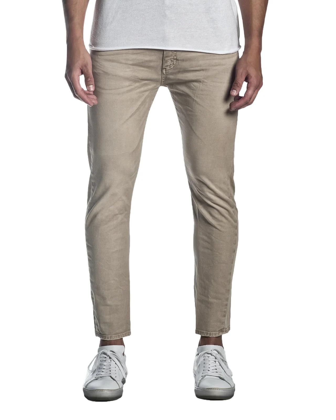 Jared Lang Men's Skinny Solid Khaki Jeans