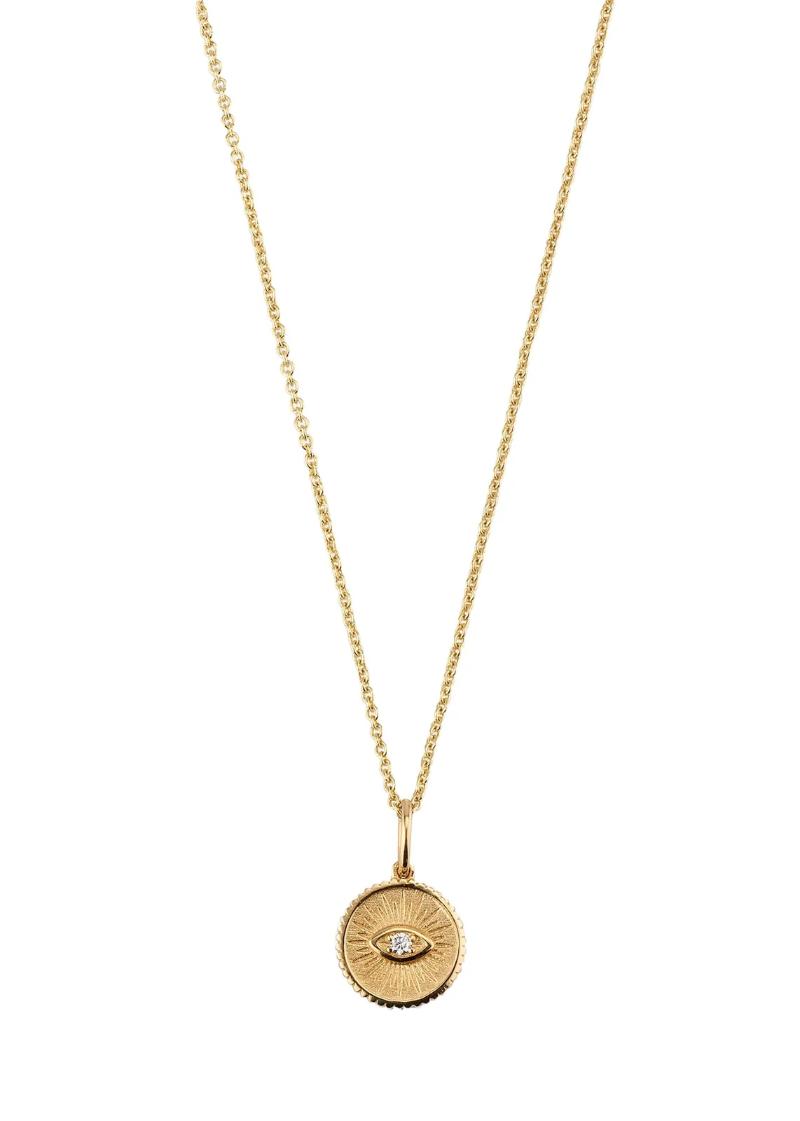14k Diamond Evil Eye Coin Necklace