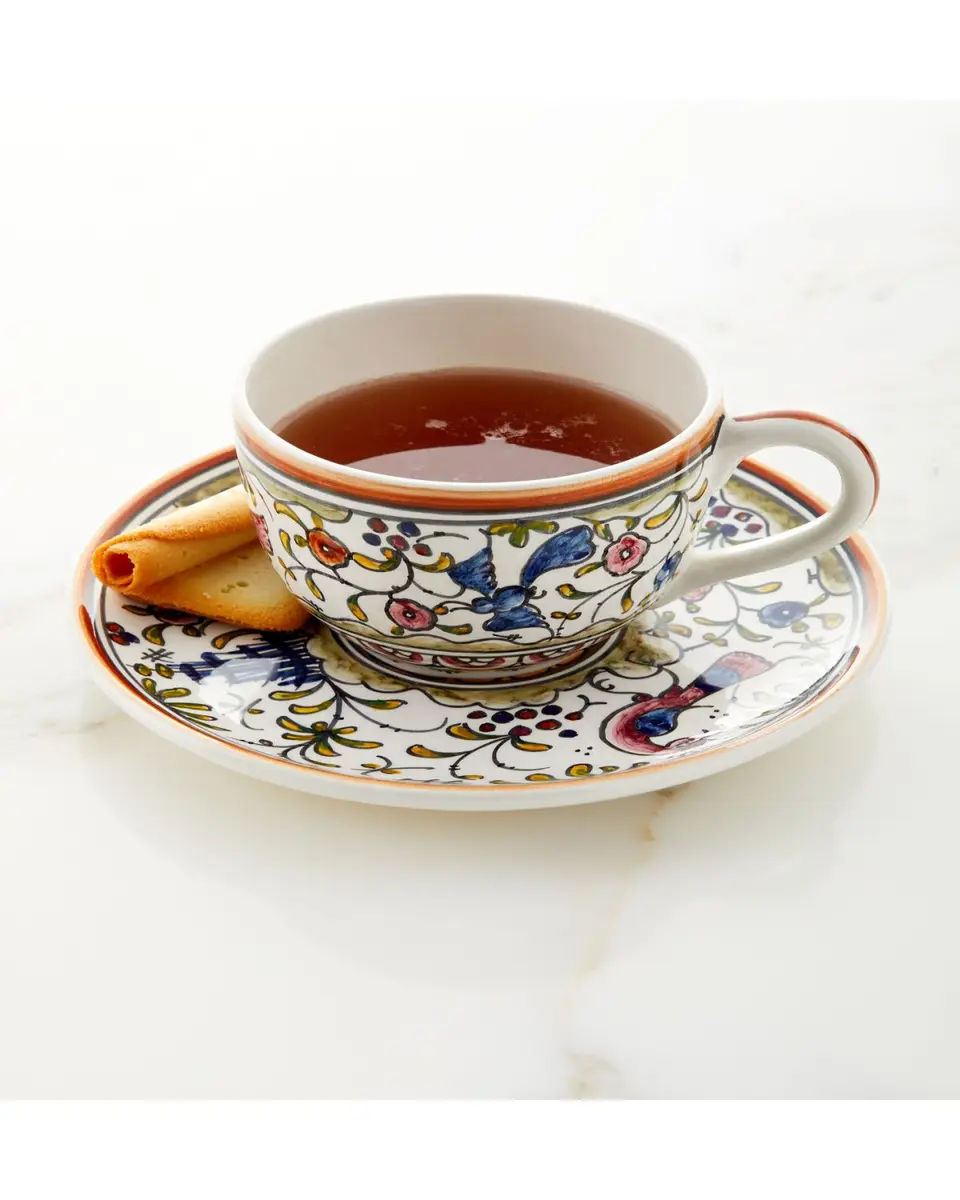 Neiman Marcus Pavoes Cups and Saucers, Set of 4 | Thumbnail 2