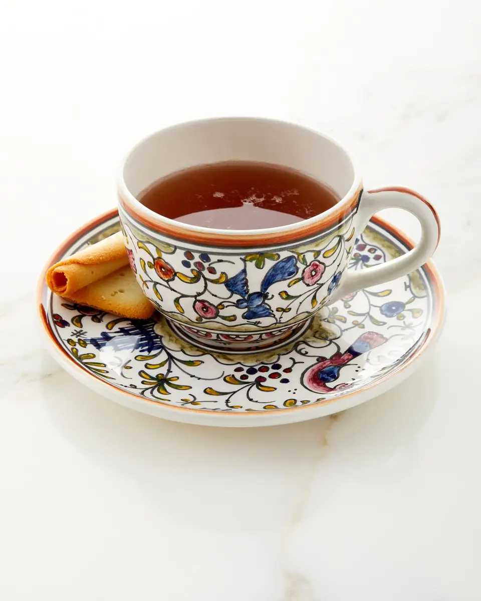 Neiman Marcus Pavoes Cups and Saucers, Set of 4 | Thumbnail 3