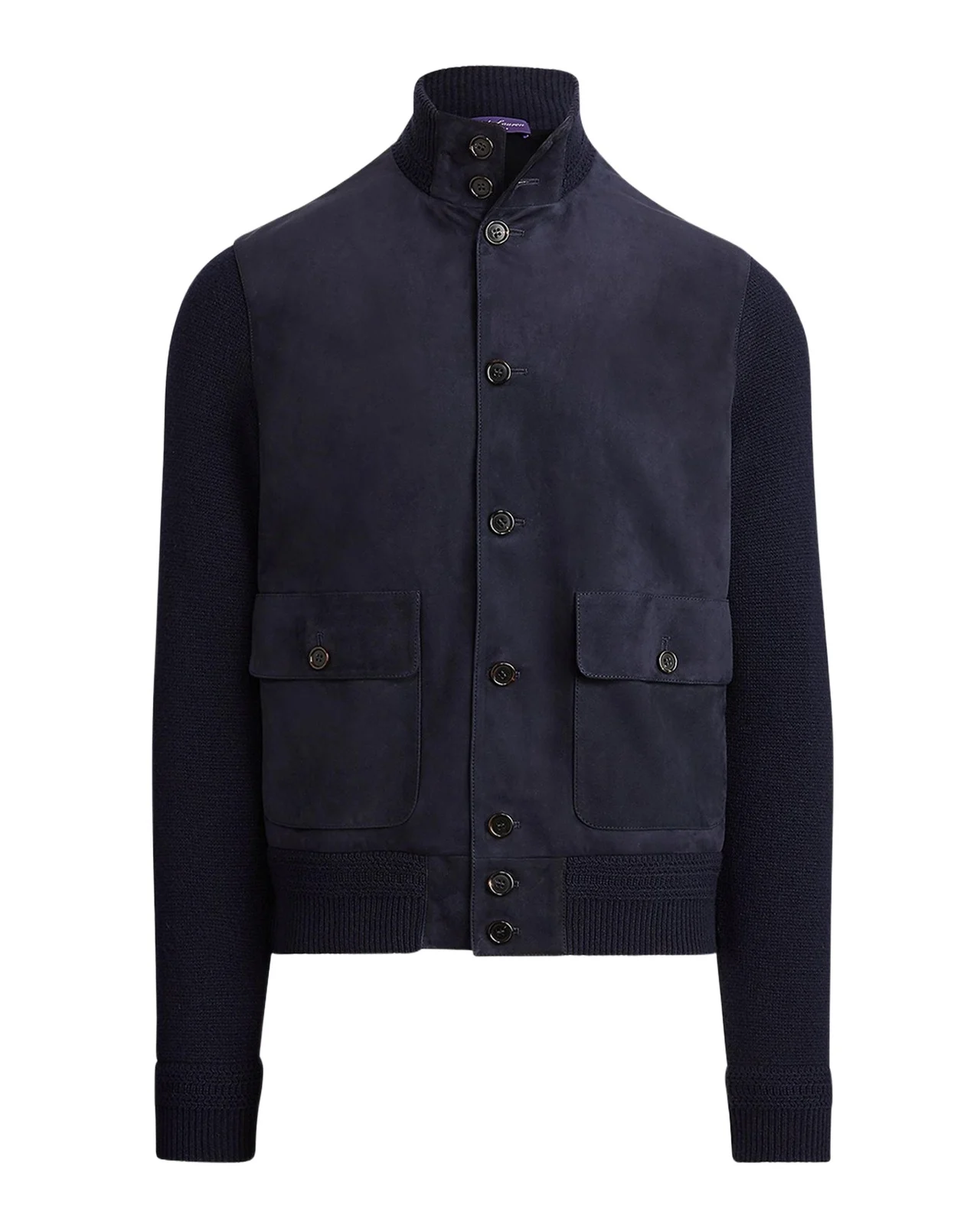 Men's Suede-Front Cashmere Cardigan Men's Suede-Front Cashmere Cardigan