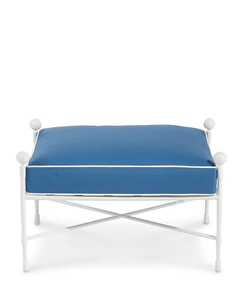 Neiman Marcus Avery Ottoman, White/Blue | Image 1 Neiman Marcus Avery Ottoman, White/Blue | Image 1