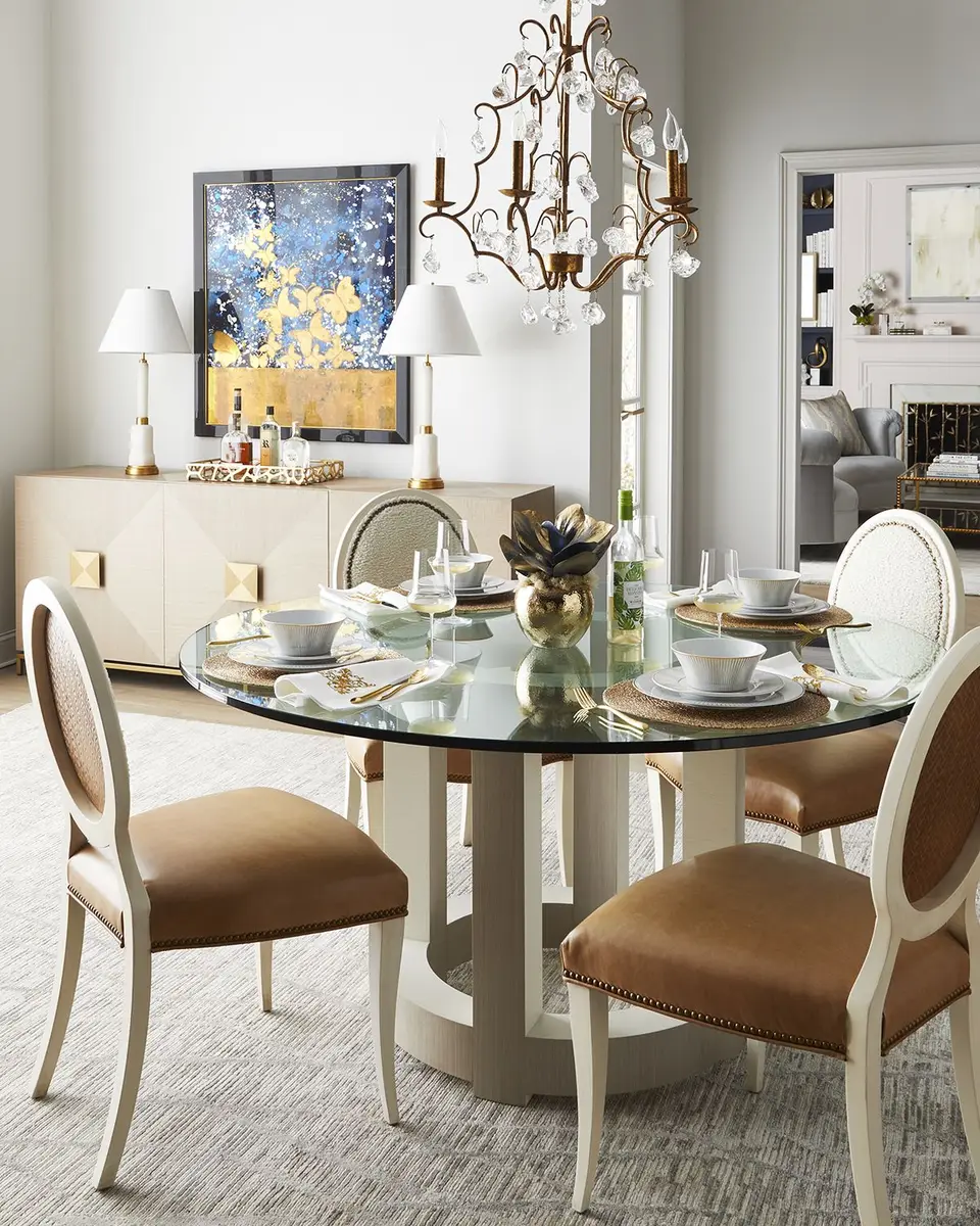 Bernhardt Axiom Round Glass-Top Dining Table, 60" | Thumbnail 4 Bernhardt Axiom Round Glass-Top Dining Table, 60" | Thumbnail 4