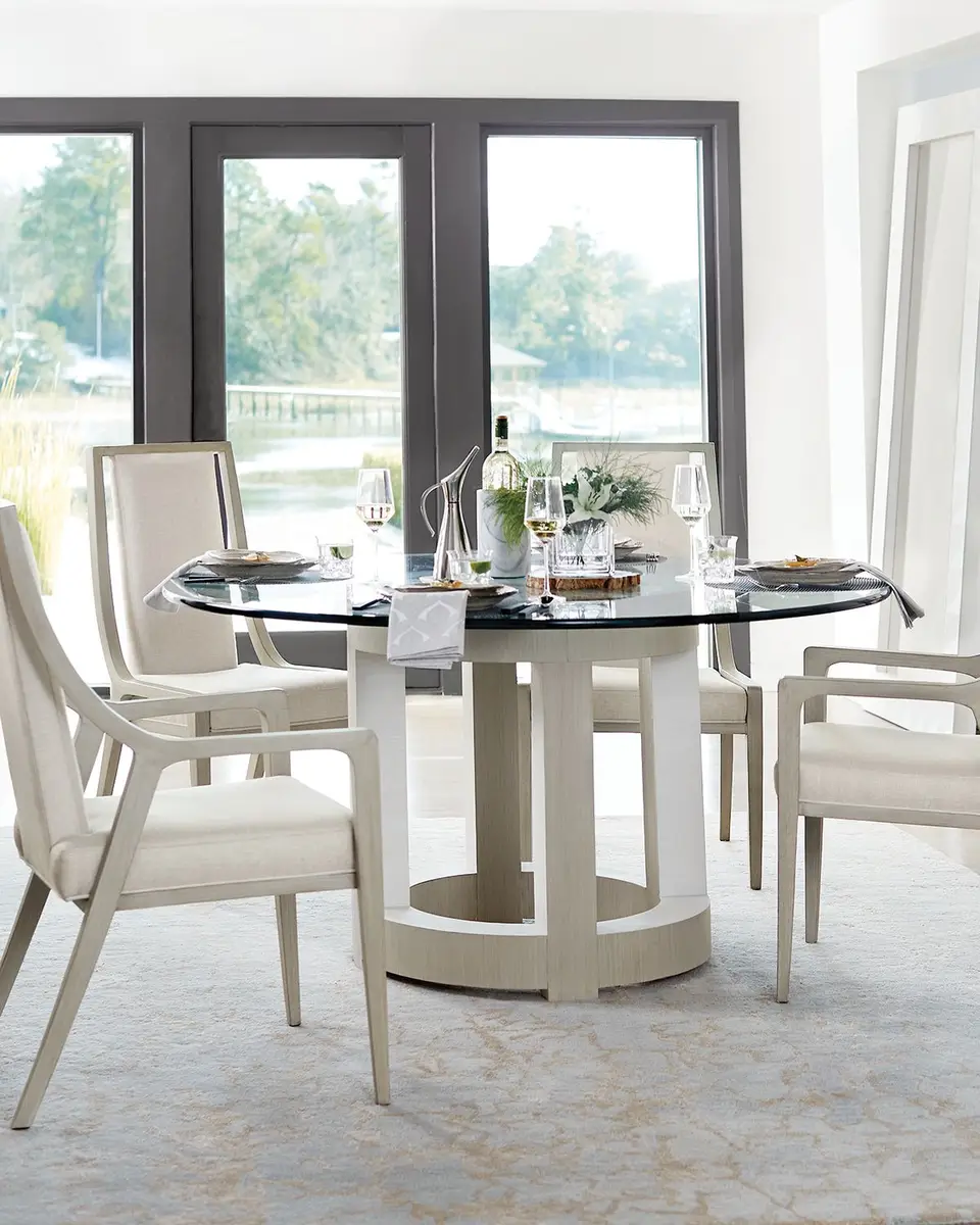 Bernhardt Axiom Round Glass-Top Dining Table, 60" | Thumbnail 5 Bernhardt Axiom Round Glass-Top Dining Table, 60" | Thumbnail 5