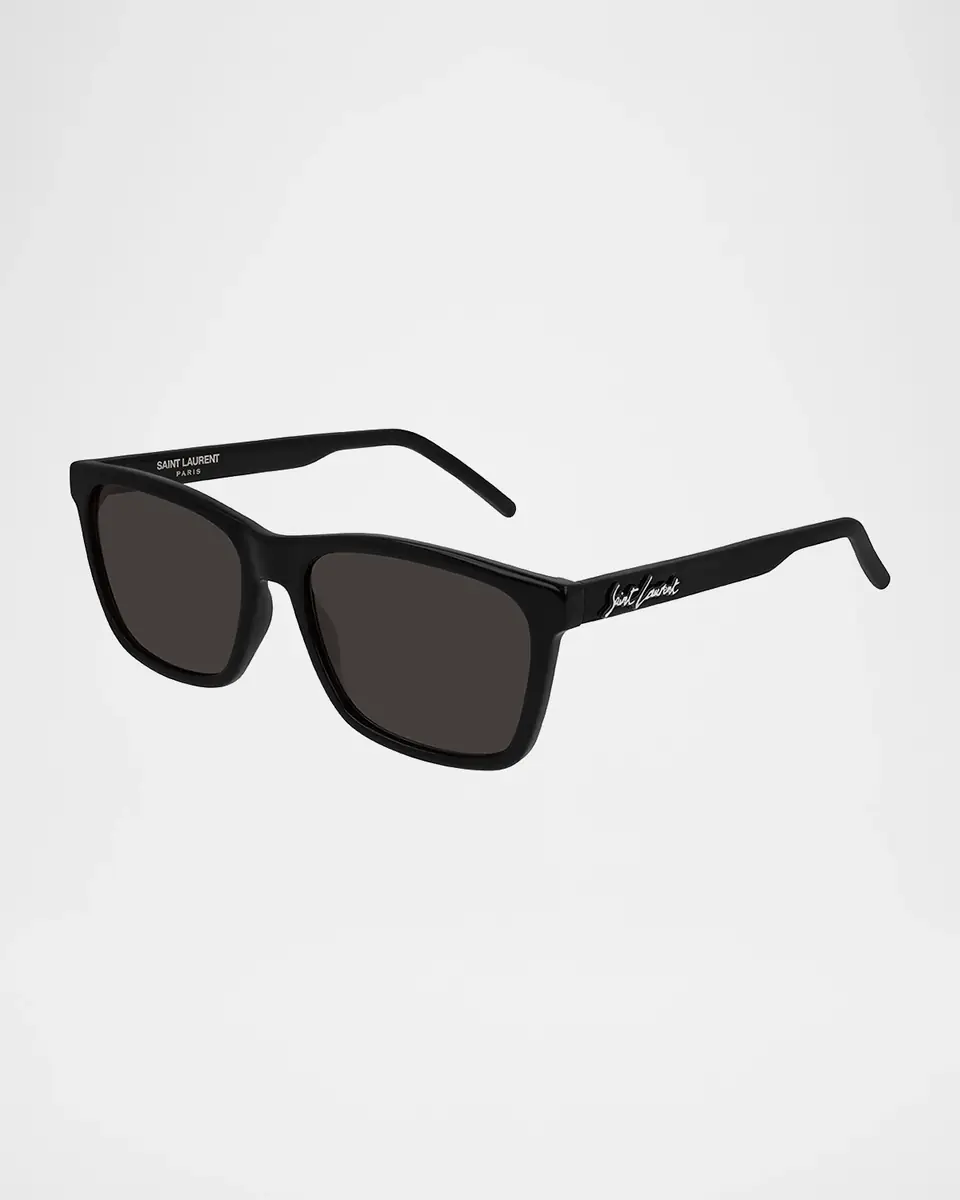 Saint Laurent Men's Square Solid Injection Sunglasses | Thumbnail 2
