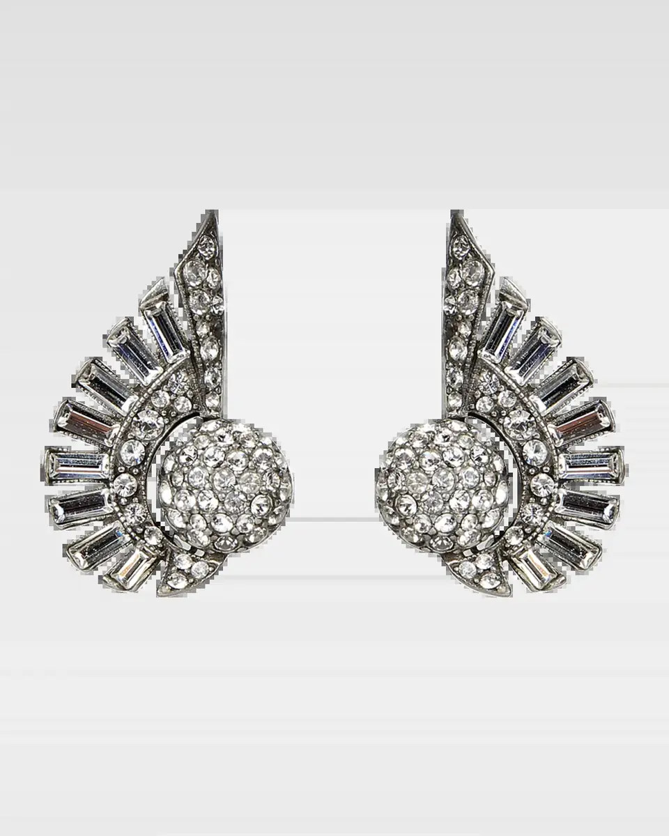 Ben-Amun Crystal Deco Clip-On Earrings | Thumbnail 2