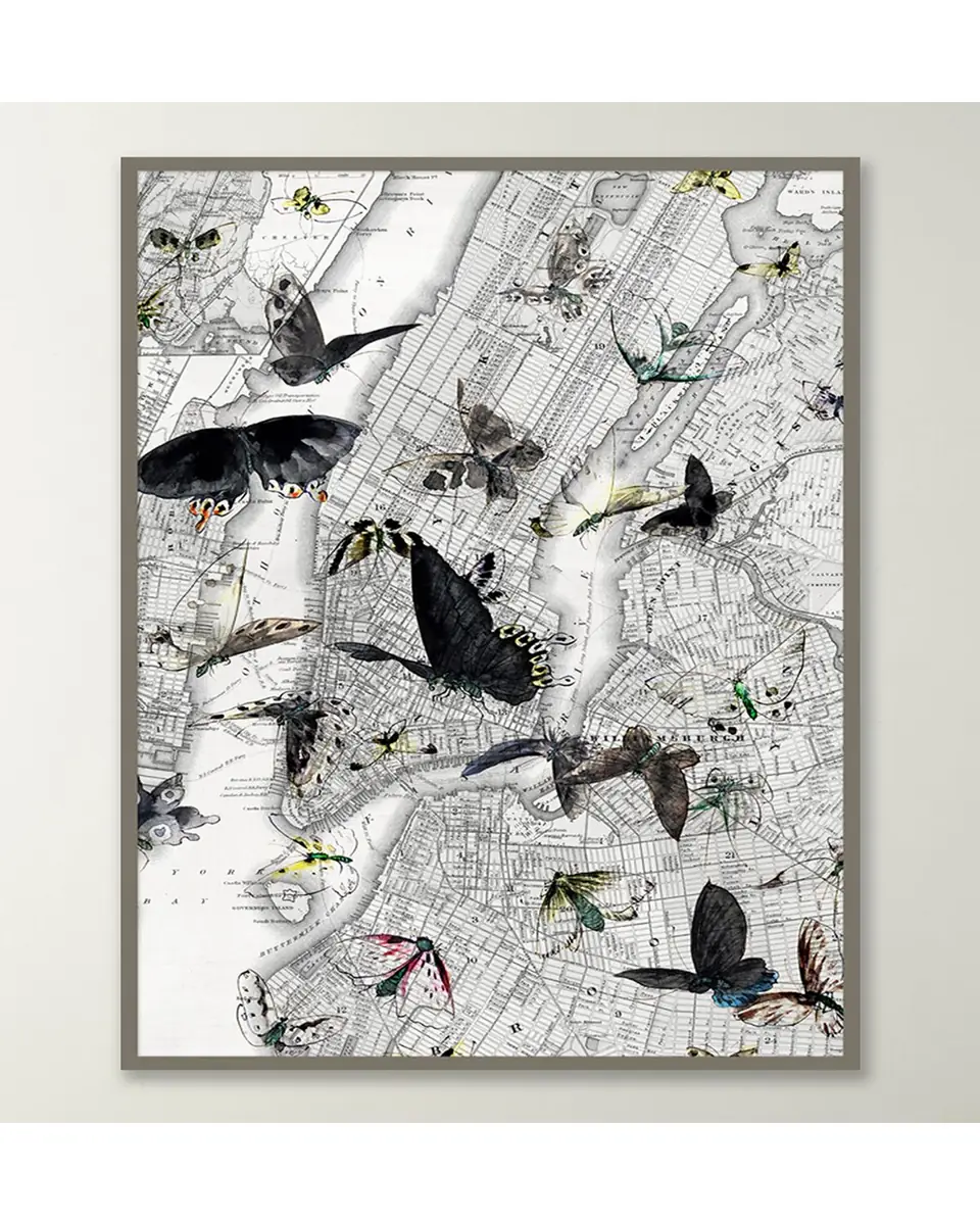 Wendover Art Group New York Butterfly Map I" Wall Art | Thumbnail 2 Wendover Art Group New York Butterfly Map I" Wall Art | Thumbnail 2