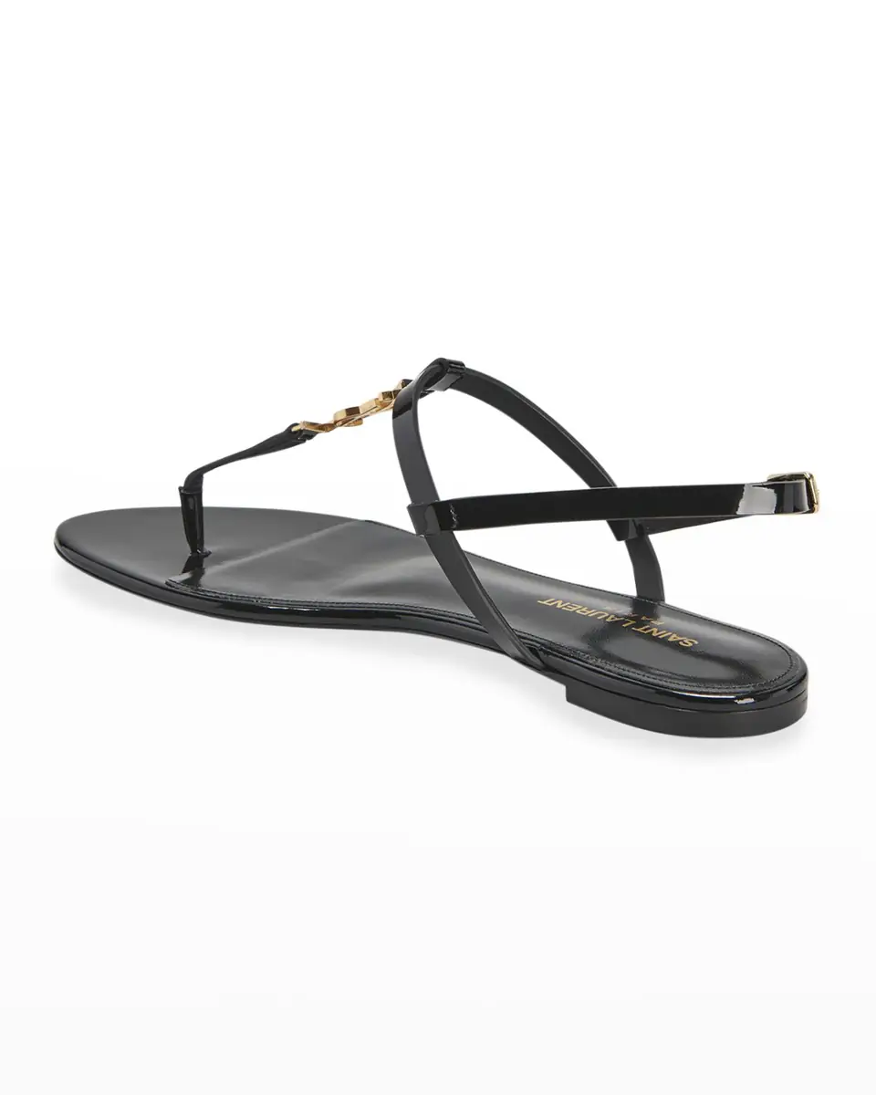 Saint Laurent Cassandra Leather YSL Slingback Sandals | Thumbnail 2