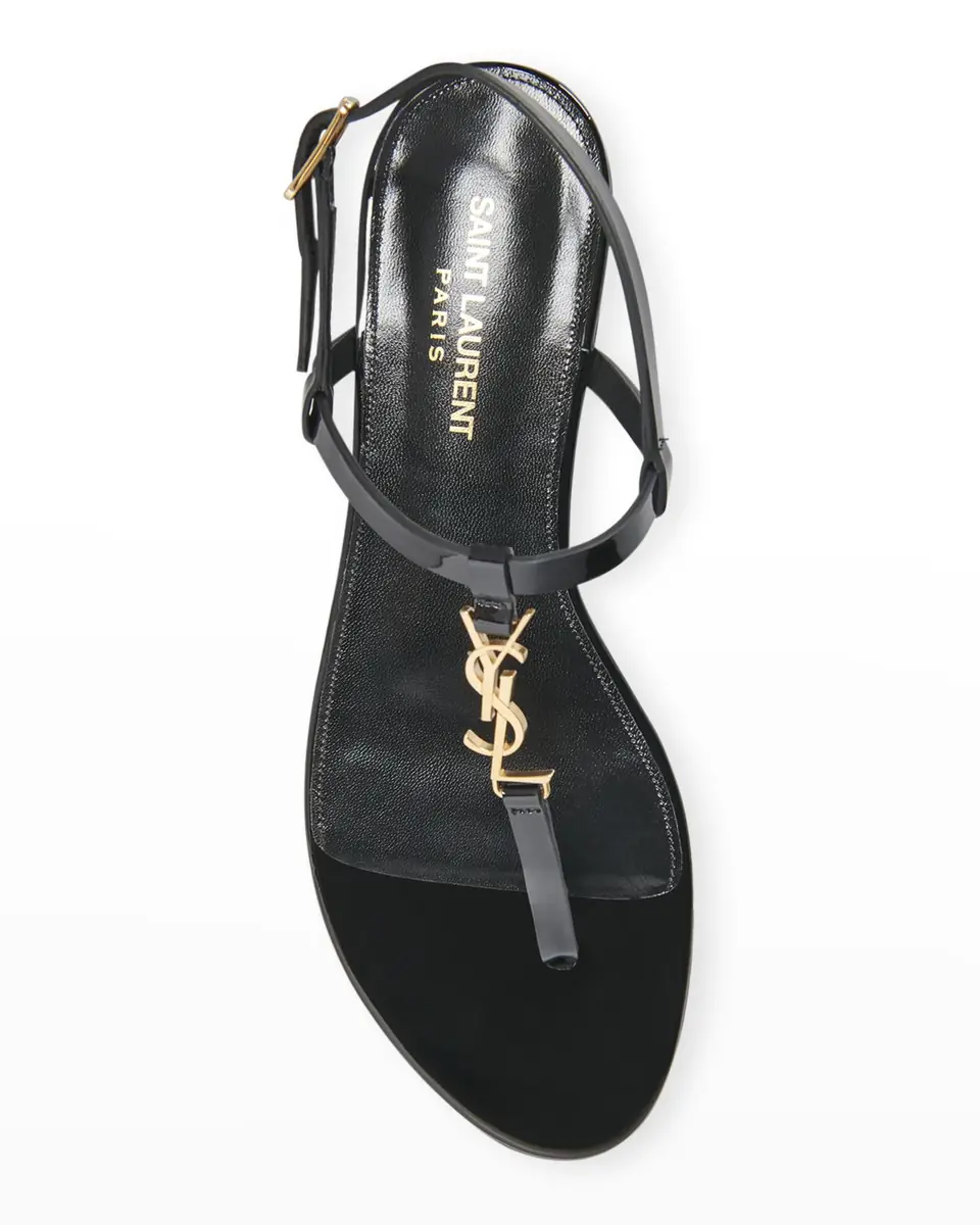 Saint Laurent Cassandra Leather YSL Slingback Sandals | Thumbnail 3