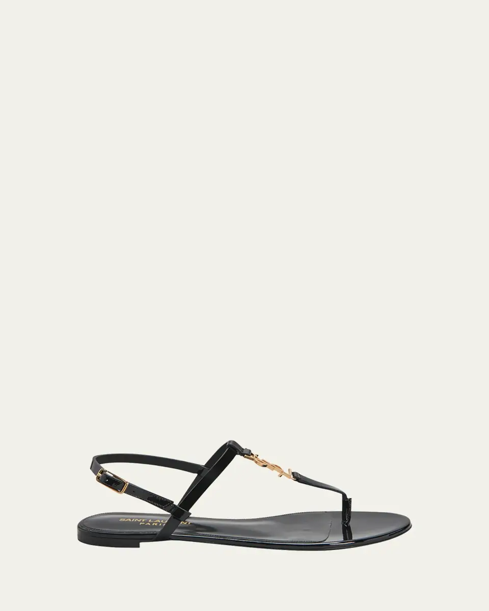 Saint Laurent Cassandra Leather YSL Slingback Sandals | Thumbnail 4
