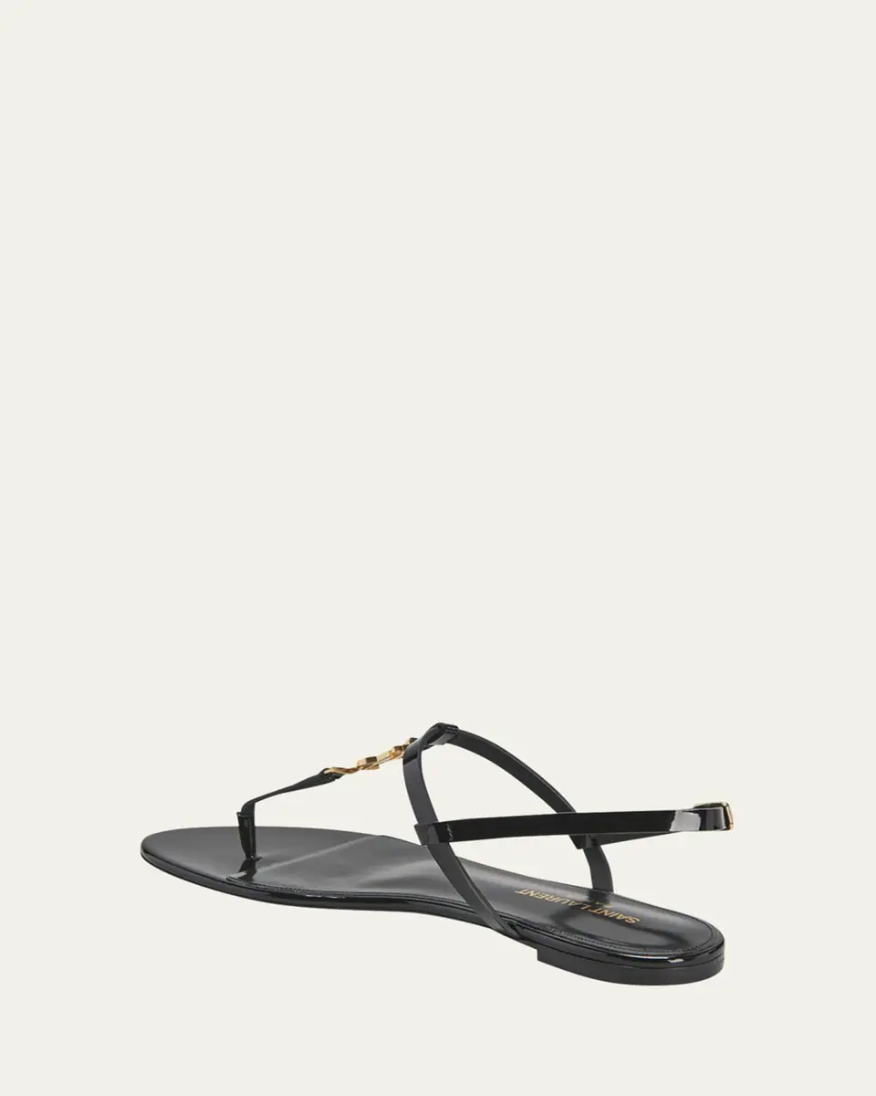 Saint Laurent Cassandra Leather YSL Slingback Sandals | Thumbnail 5