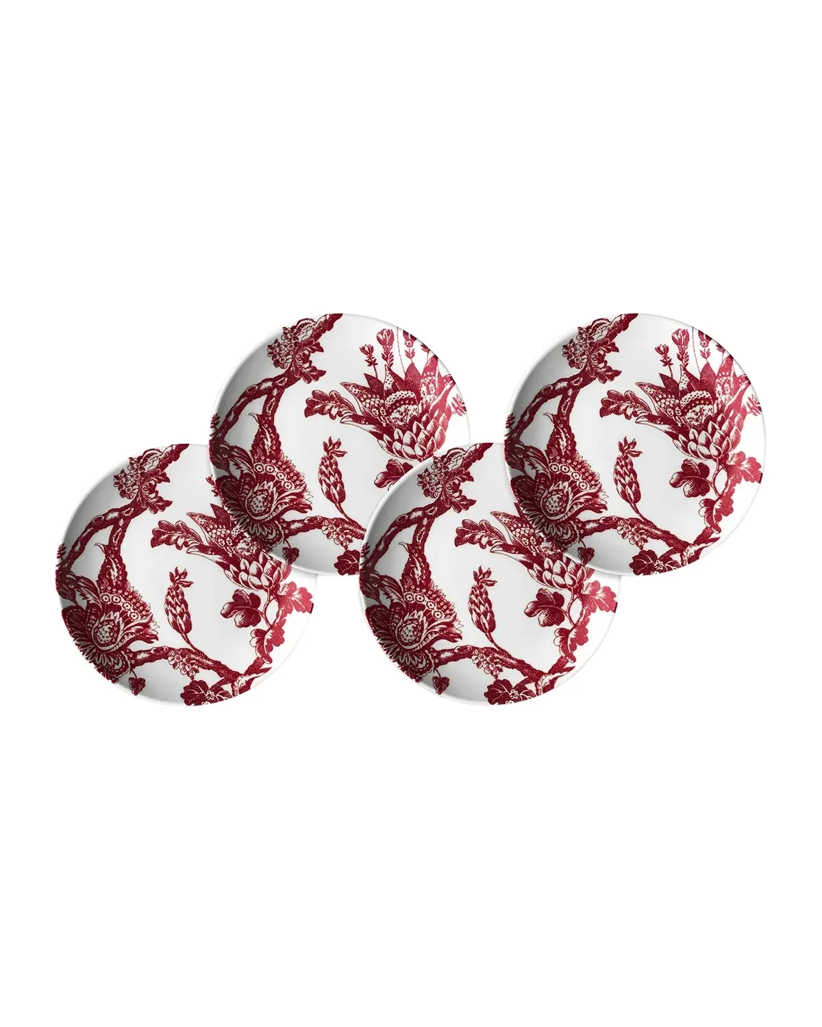 Caskata Arcadia Crimson Canapes Plates, Set of 4