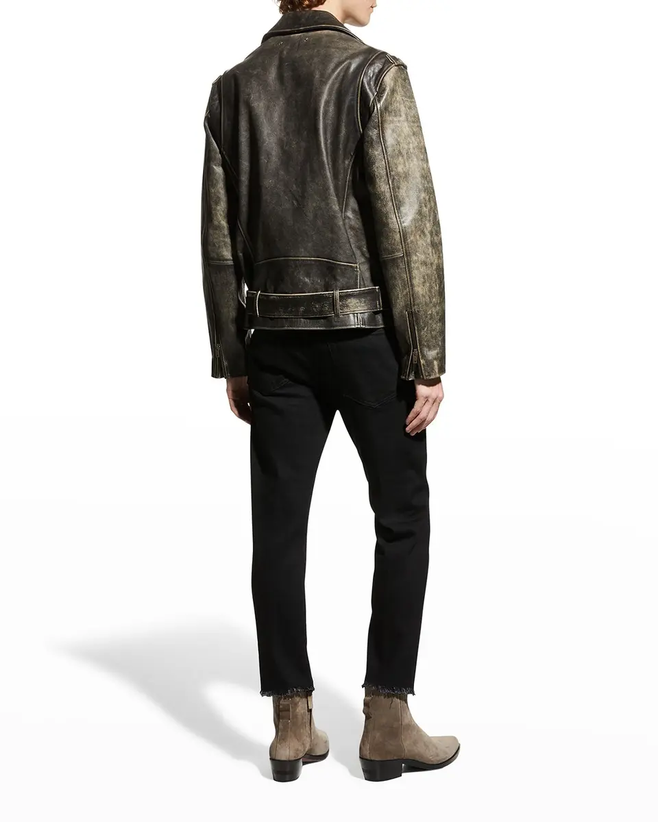 Golden Goose Men's Moto Distressed Leather Jacket | Thumbnail 4 Golden Goose Men's Moto Distressed Leather Jacket | Thumbnail 4