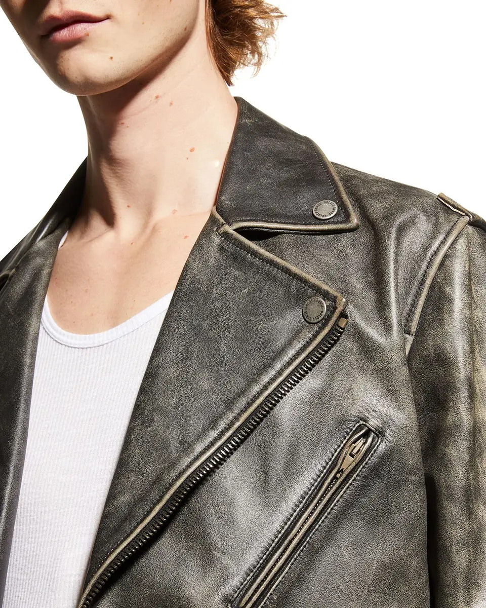 Golden Goose Men's Moto Distressed Leather Jacket | Thumbnail 5 Golden Goose Men's Moto Distressed Leather Jacket | Thumbnail 5