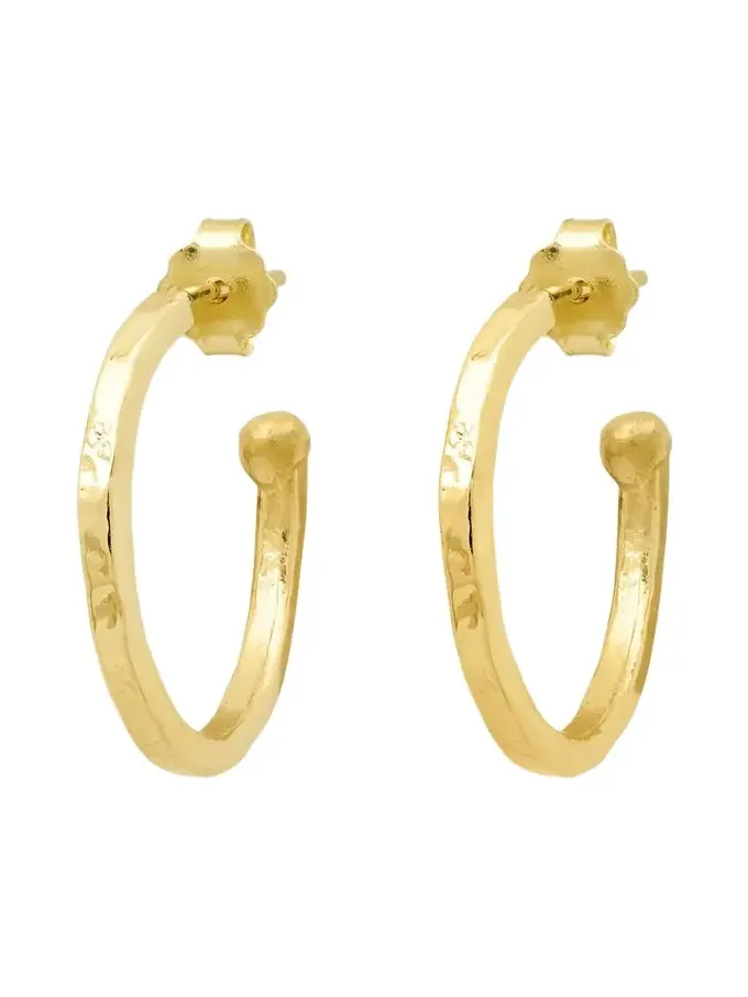 18k Small Hammered Bangle Hoop Earrings