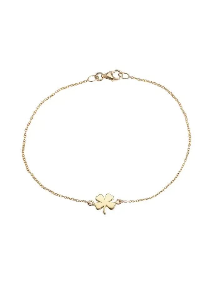 18k Yellow Gold Mini Clover Chain Bracelet