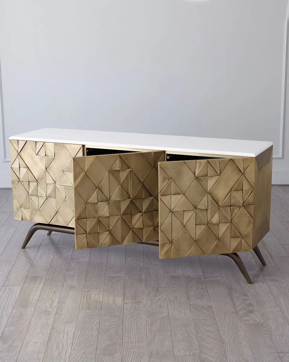 Global Views Triangle Cabinet, Brass | Thumbnail 3
