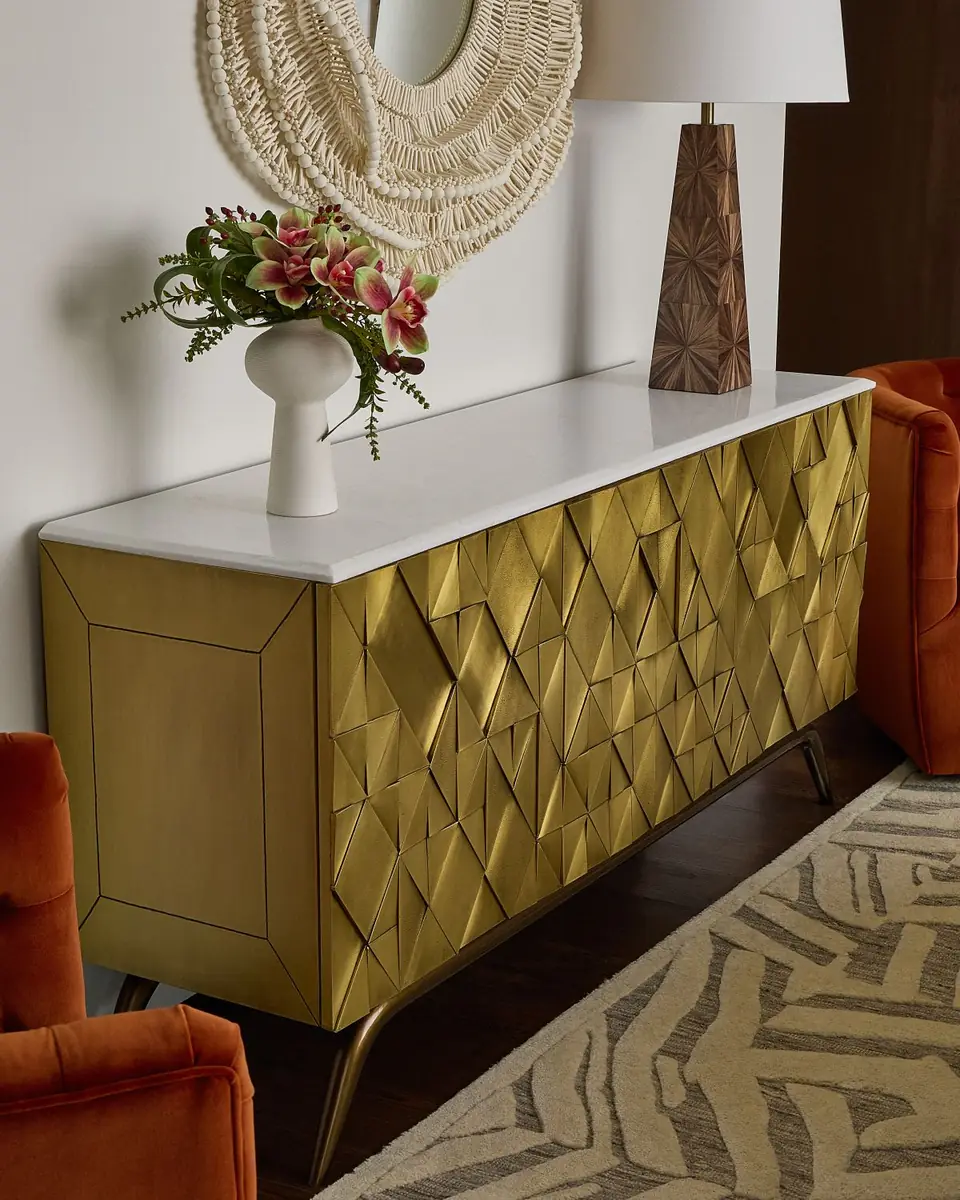 Global Views Triangle Cabinet, Brass | Thumbnail 4