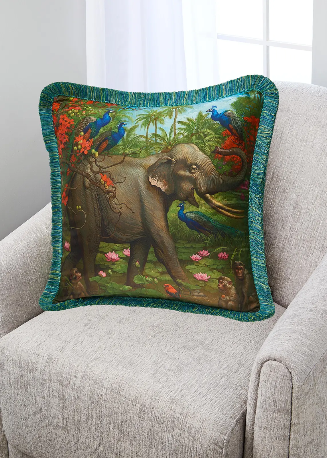 Yana Movchan Jungle of Happiness Silk Pillow