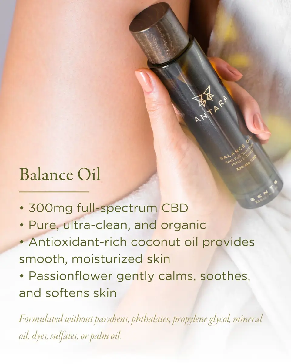 Zents 3.3 oz. ANTARA Balance Body Oil with 300 mg CBD | Thumbnail 3 Zents 3.3 oz. ANTARA Balance Body Oil with 300 mg CBD | Thumbnail 3