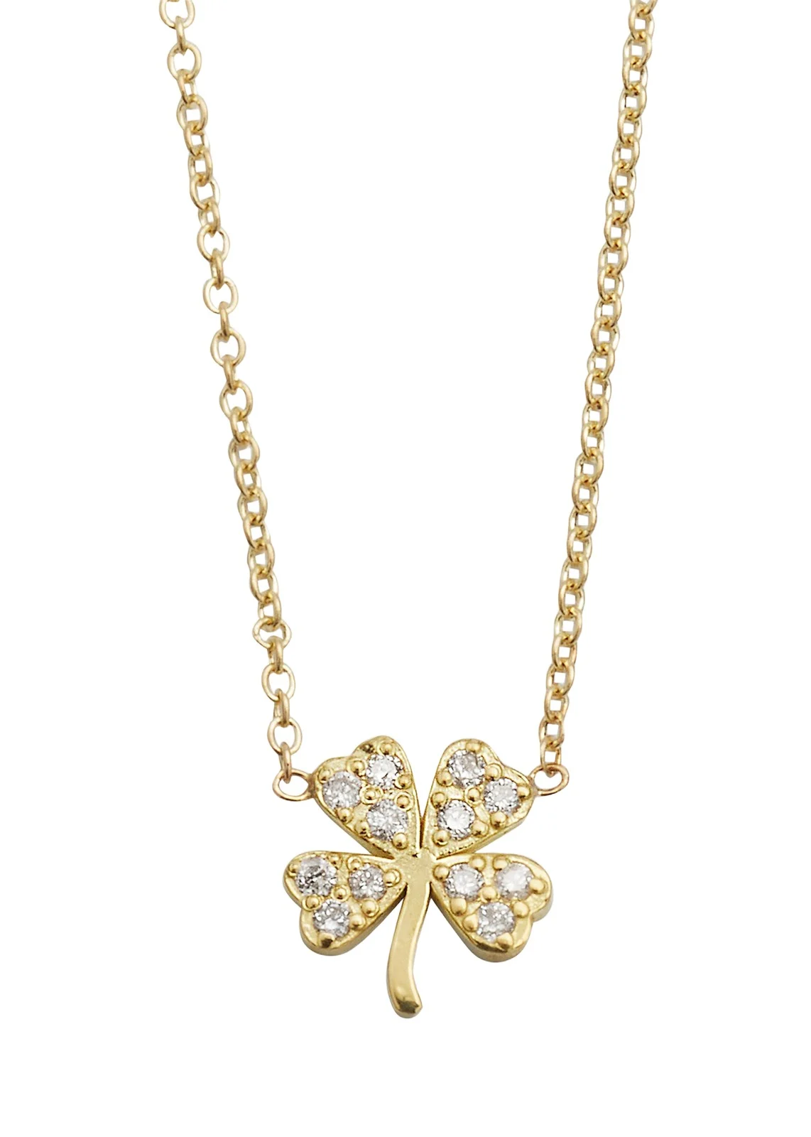 18k Mini Diamond Four-Leaf Clover Necklace 18k Mini Diamond Four-Leaf Clover Necklace