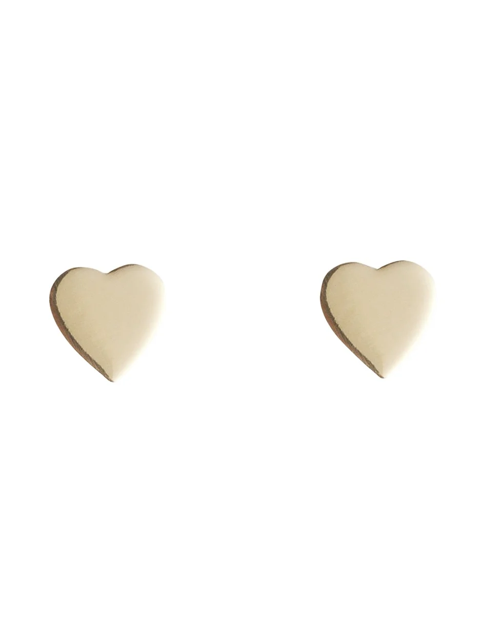 18k Plain Heart Stud Earrings