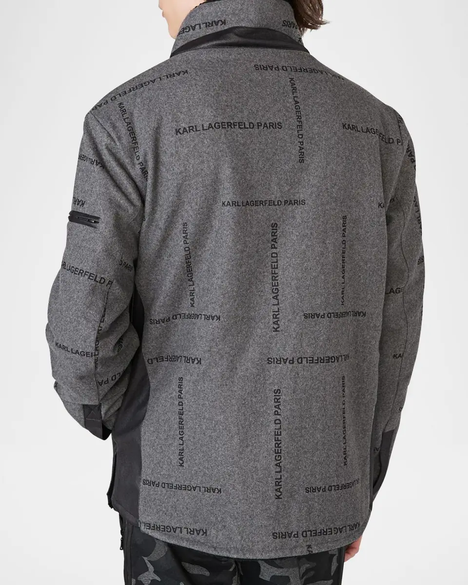 Karl Lagerfeld Paris Men's Sherpa-Lined Logo Shirt Jacket | Thumbnail 3 Karl Lagerfeld Paris Men's Sherpa-Lined Logo Shirt Jacket | Thumbnail 3