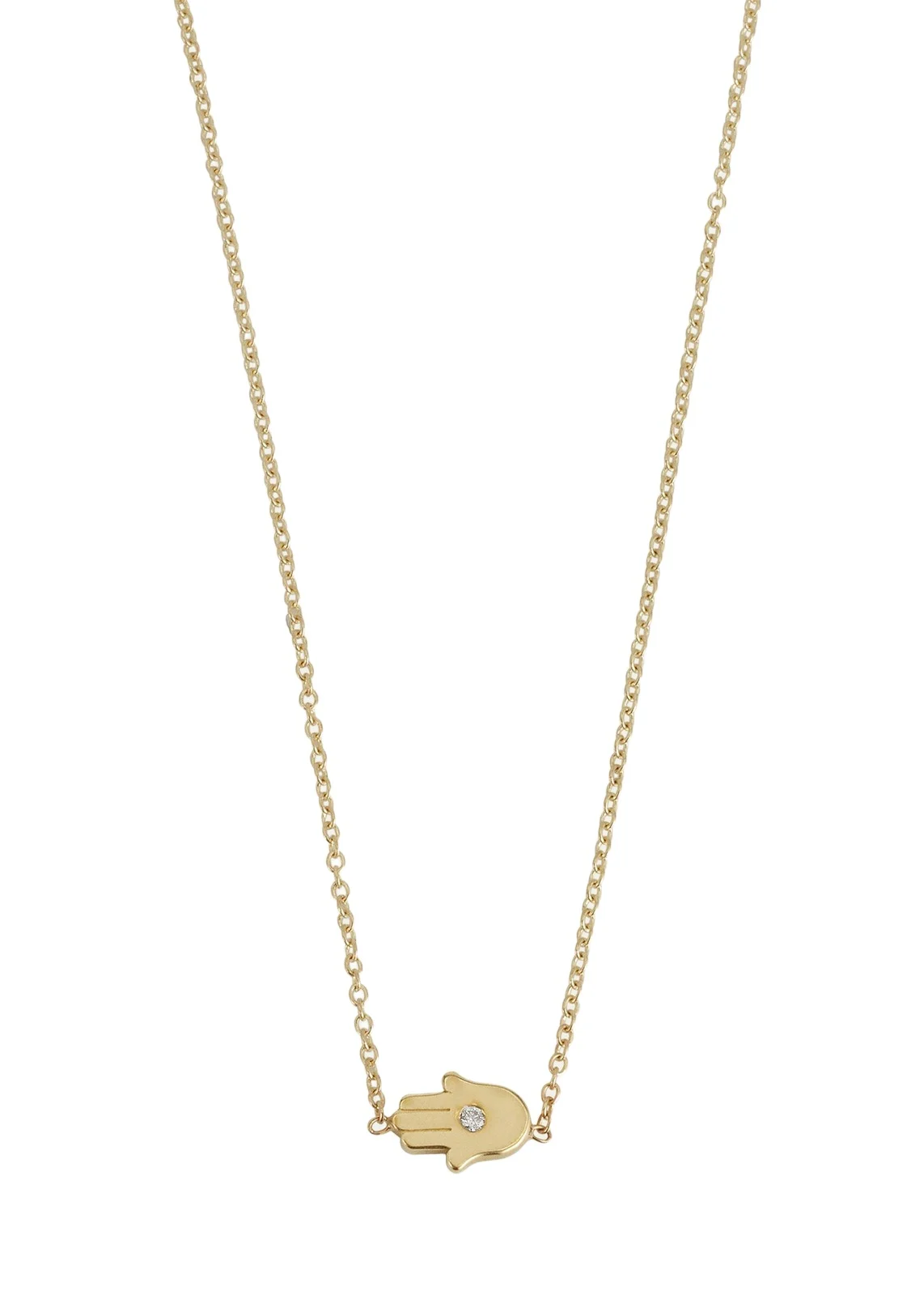 Jennifer Meyer 18k Mini Hamsa Necklace with Diamond Accent