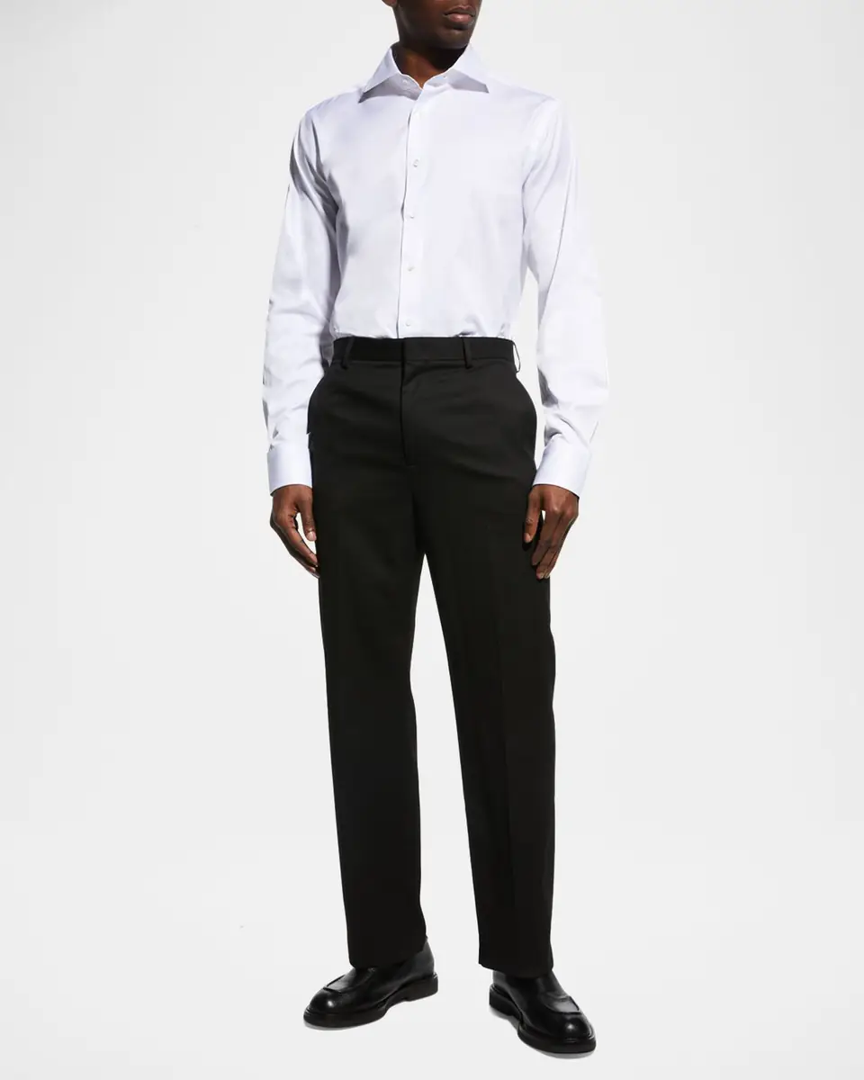 Canali Men's Solid Twill Dress Shirt | Thumbnail 2