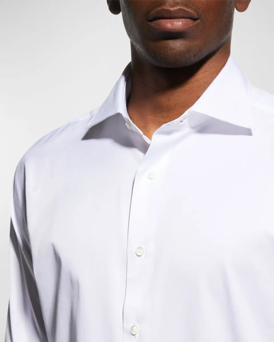 Canali Men's Solid Twill Dress Shirt | Thumbnail 4