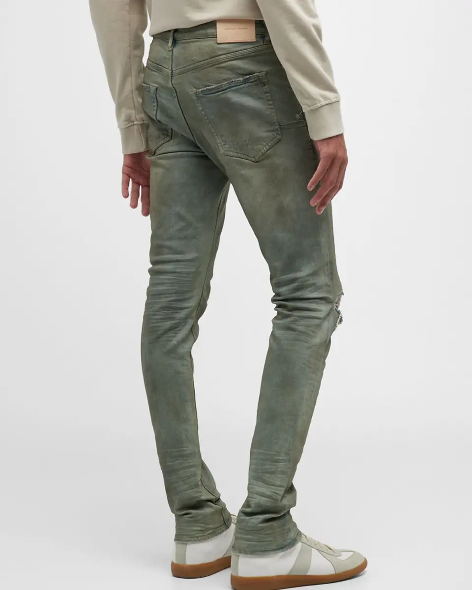 PURPLE Men's P001 Light Dirty Wax Skinny Jeans | Thumbnail 2