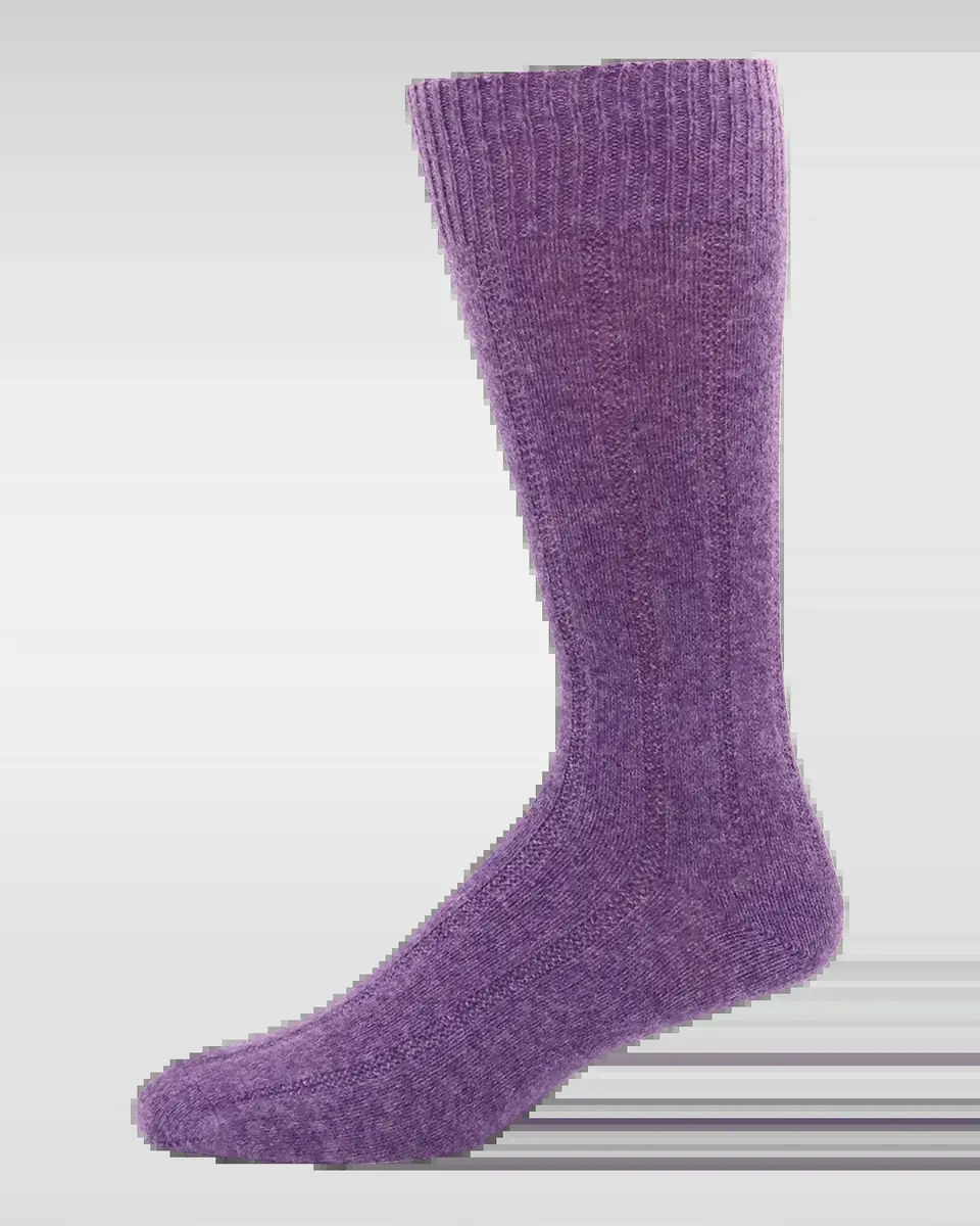 Neiman Marcus Men's Rib Cashmere Crew Socks | Thumbnail 2