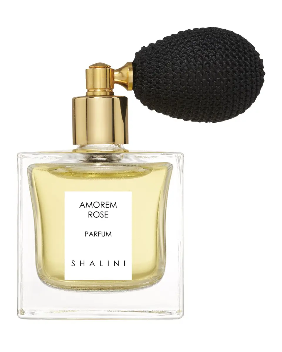 Shalini Parfum Amorem Rose Cubique Glass Bottle with Black Bulb Atomizer, 1.7 oz./ 50 mL | Thumbnail 3 Shalini Parfum Amorem Rose Cubique Glass Bottle with Black Bulb Atomizer, 1.7 oz./ 50 mL | Thumbnail 3