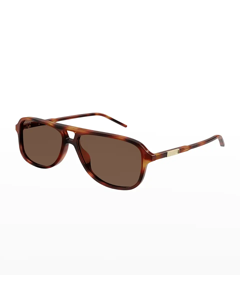 Gucci Men's Logo Plaqué Aviator Sunglasses | Thumbnail 3