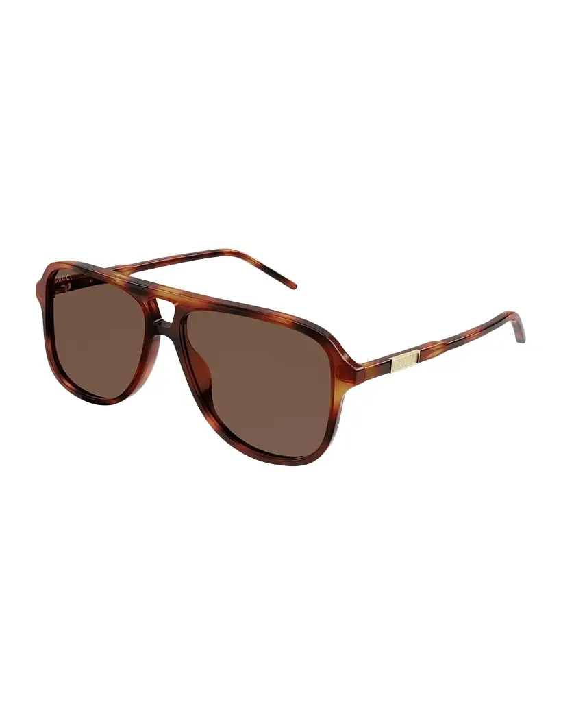 Gucci Men's Logo Plaqué Aviator Sunglasses | Image 1 Gucci Men's Logo Plaqué Aviator Sunglasses | Image 1
