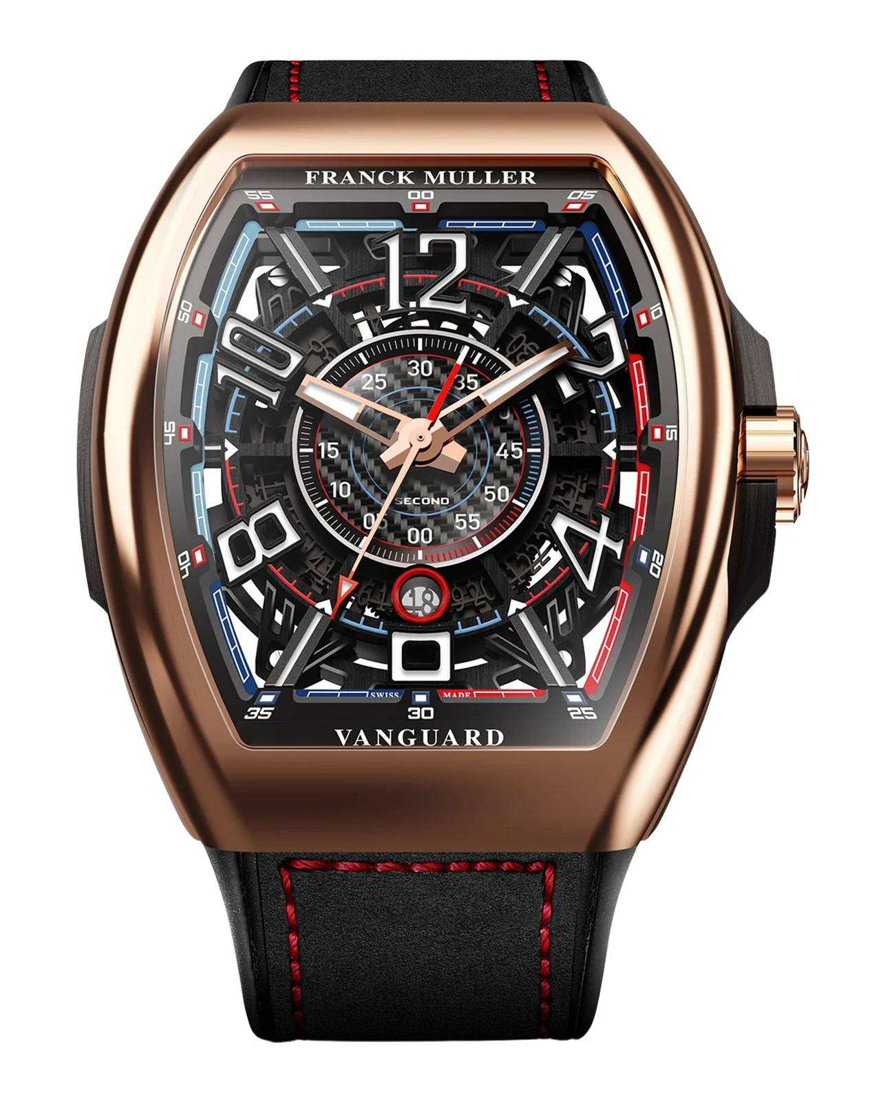 Franck Muller Limited Edition Rose Gold Auberlen Skeleton Auto Watch with Leather Strap
