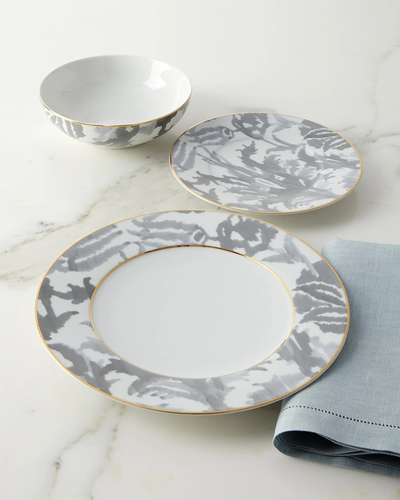 Neiman Marcus 12-Piece Seaport Grey Dinnerware Set