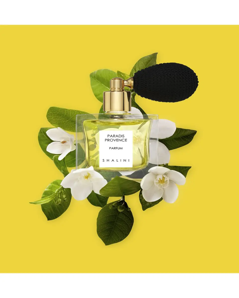Shalini Parfum Paradis Provence Cubique Glass Bottle with Black Bulb Atomizer, 1.7 oz./ 50 mL | Thumbnail 4 Shalini Parfum Paradis Provence Cubique Glass Bottle with Black Bulb Atomizer, 1.7 oz./ 50 mL | Thumbnail 4