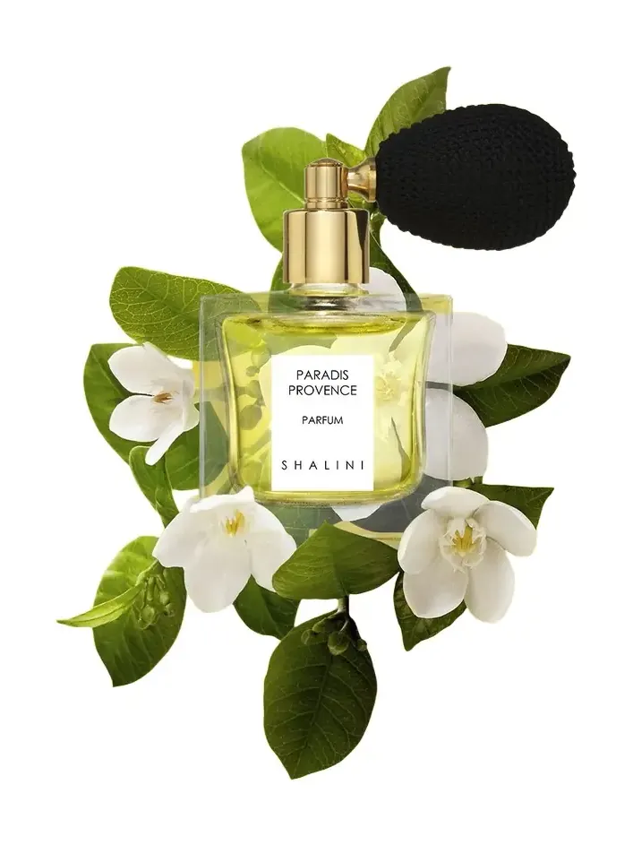 Shalini Parfum Paradis Provence Cubique Glass Bottle with Black Bulb Atomizer, 1.7 oz./ 50 mL