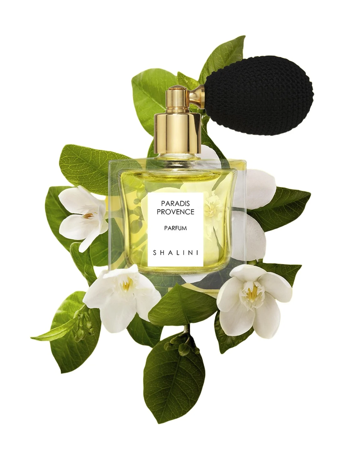 Shalini Parfum Paradis Provence Cubique Glass Bottle with Black Bulb Atomizer, 1.7 oz./ 50 mL