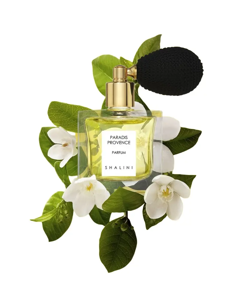 Shalini Parfum Paradis Provence Cubique Glass Bottle with Black Bulb Atomizer, 1.7 oz./ 50 mL | Image 1 Shalini Parfum Paradis Provence Cubique Glass Bottle with Black Bulb Atomizer, 1.7 oz./ 50 mL | Image 1