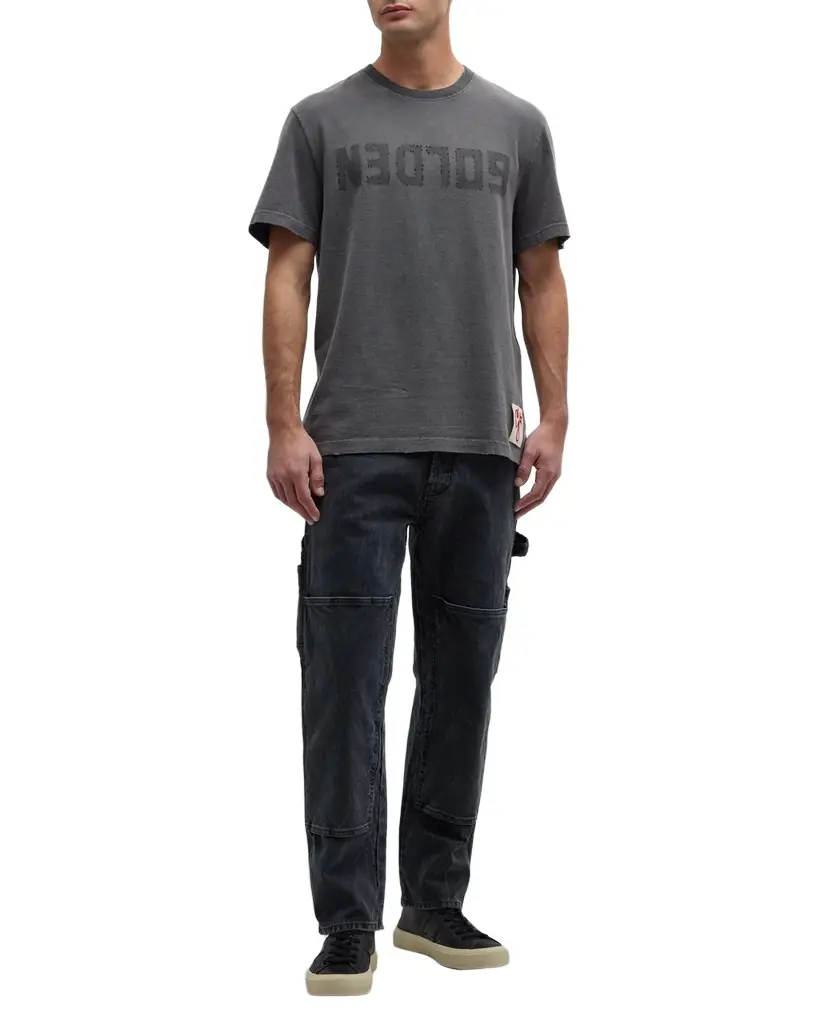 Golden Goose Men's Reverse Logo Distressed T-Shirt | Image 1 Golden Goose Men's Reverse Logo Distressed T-Shirt | Image 1