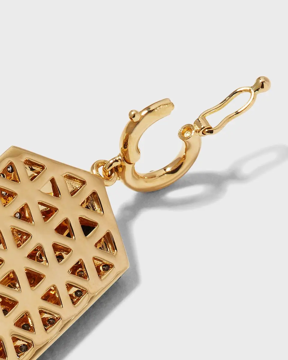 Harwell Godfrey Yellow Gold Elongated Hexagonal Shield Charm with Diamonds | Thumbnail 3